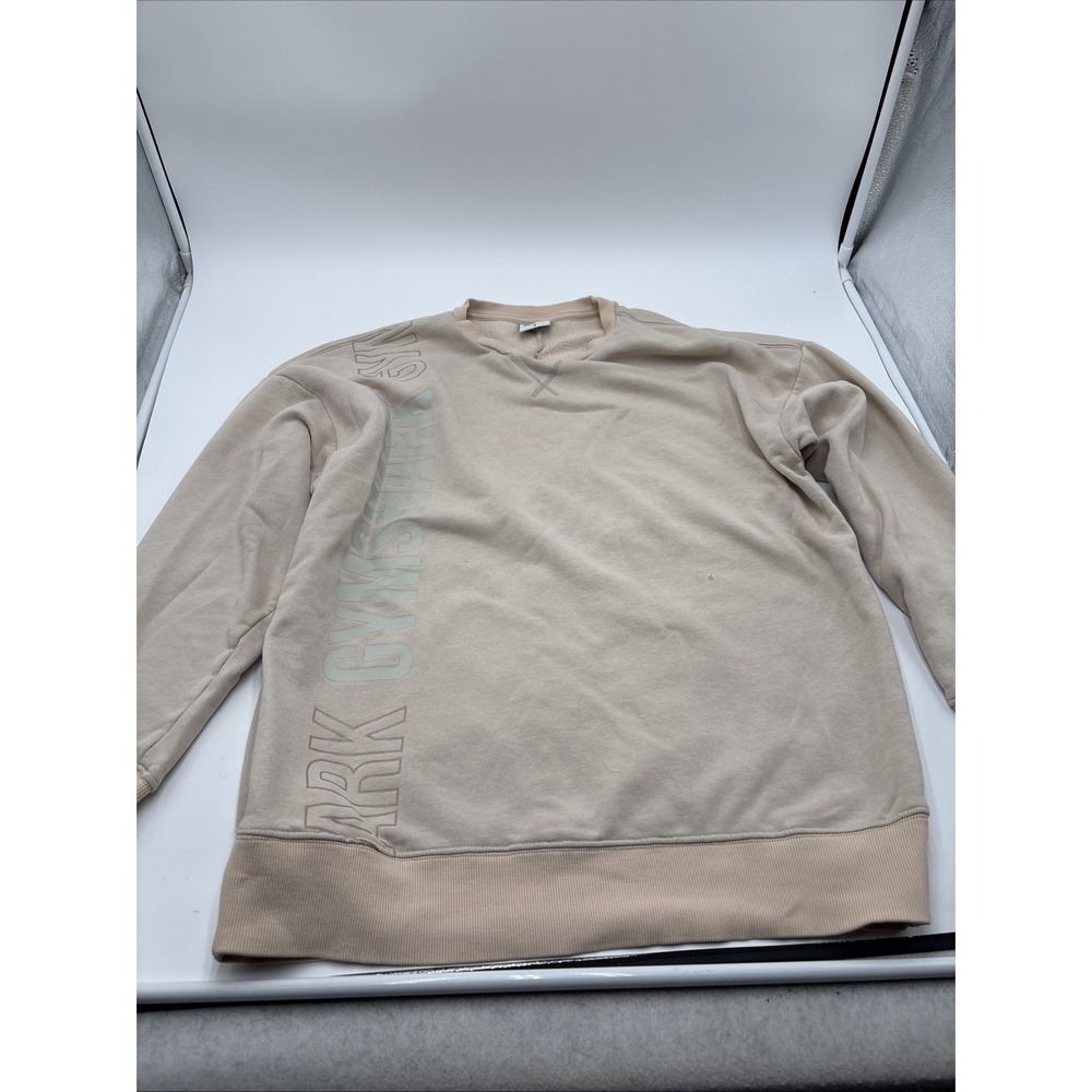 Gymshark Women's Oversized Sweat Shirt Beige Size Small Long Sleeve 85% Cotton - Picture 1 of 14